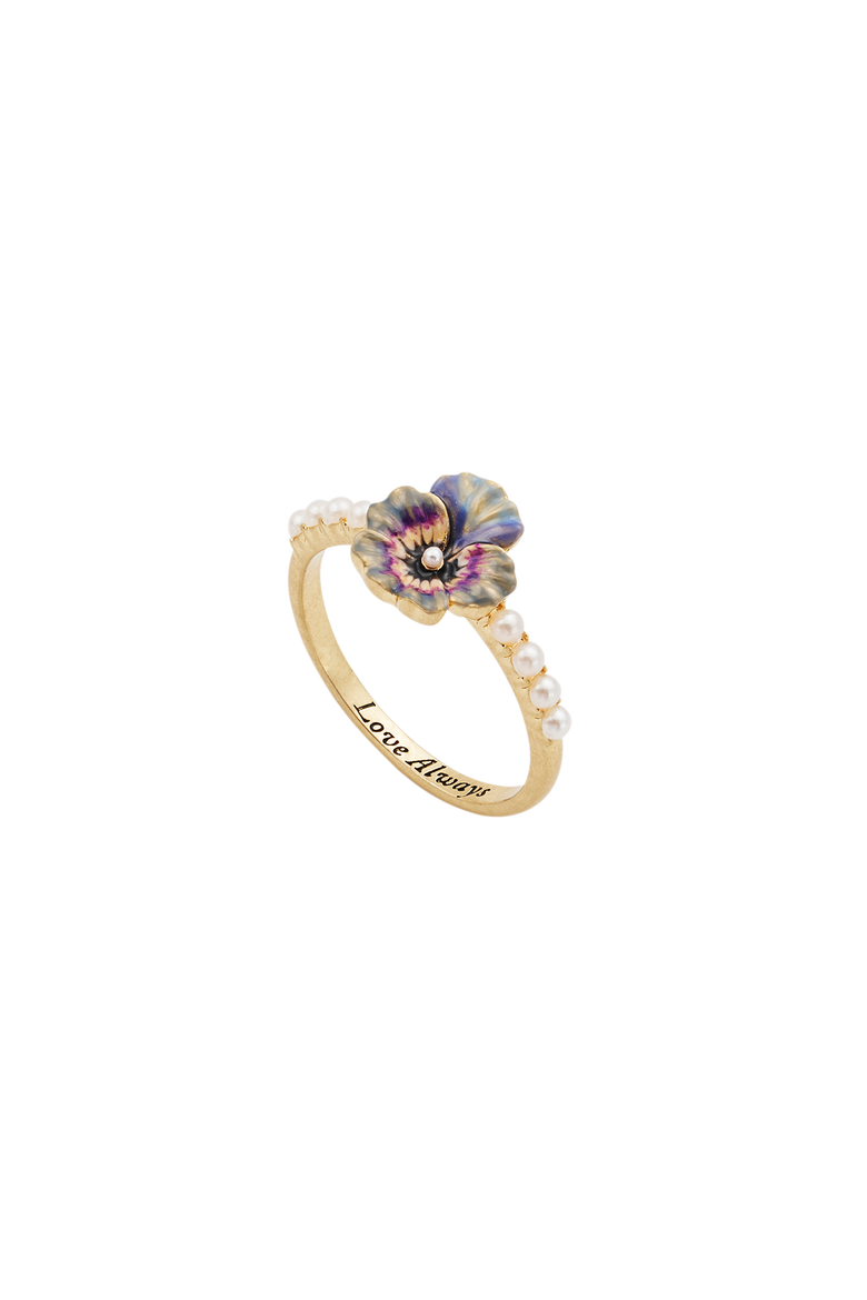 Pansy & Pearl Ring, Main, color, Gold