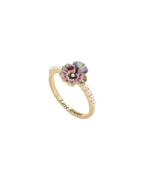Pansy & Pearl Ring