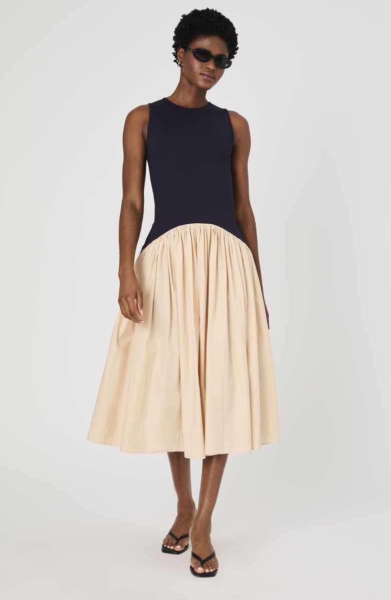 French Connection Kayle Jia Mixed Media Midi Dress, Alternate, color, 