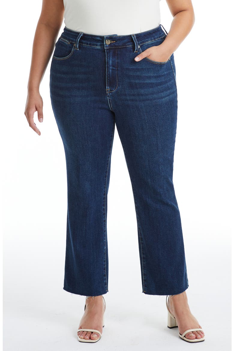 Raw Hem Straight Leg Jeans, Main, color, DARK BLUE