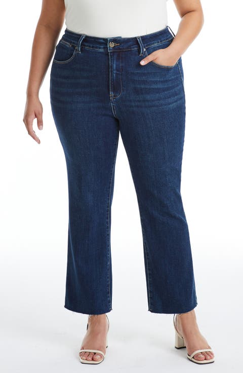 Raw Hem Straight Leg Jeans