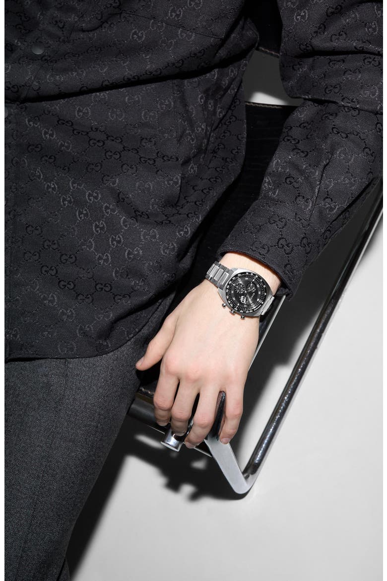 Interlocking Chronograph Watch, 41mm, Alternate, color, BLACK/ SILVER