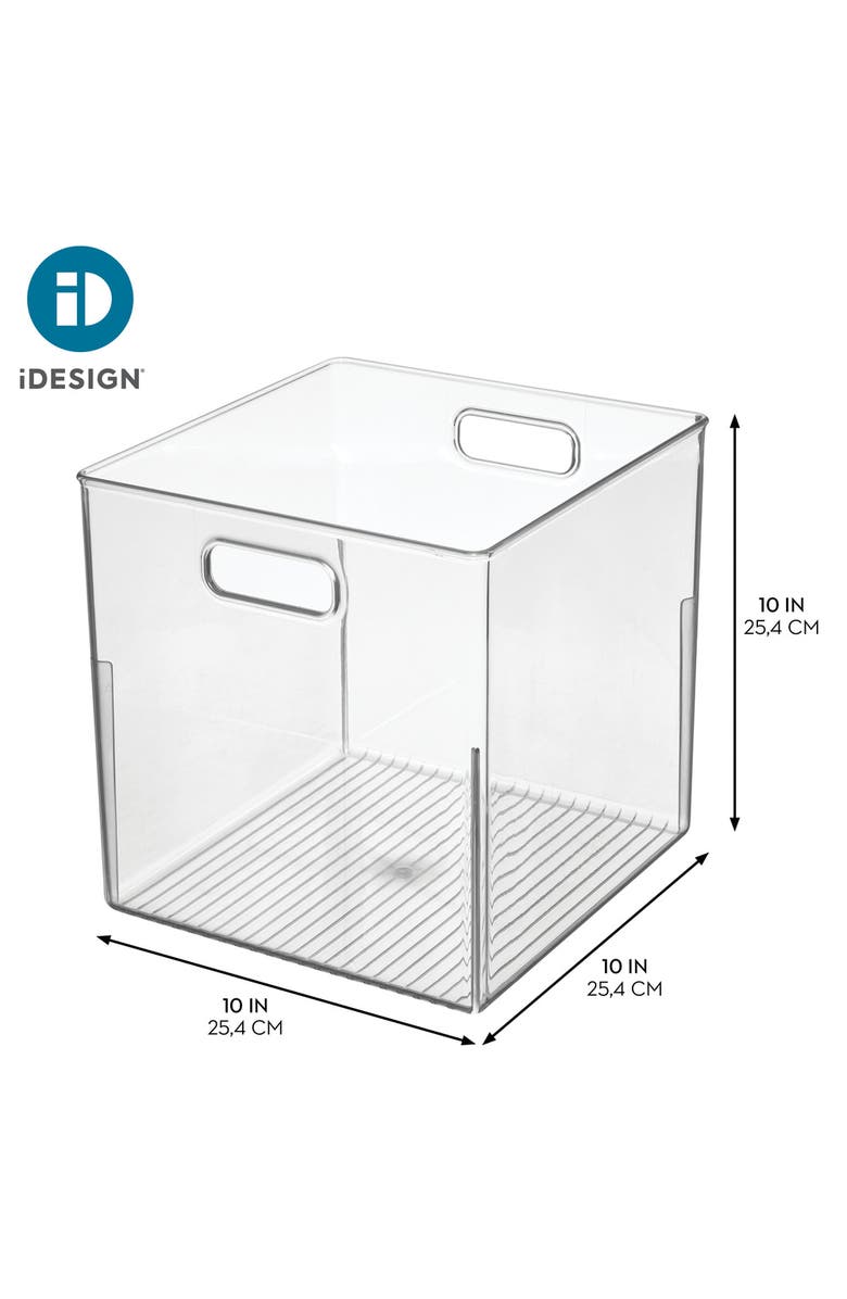 iDesign Linus Small Cube Storage Bin with Handles, Set of 4, Clear, Alternate, color, Clear