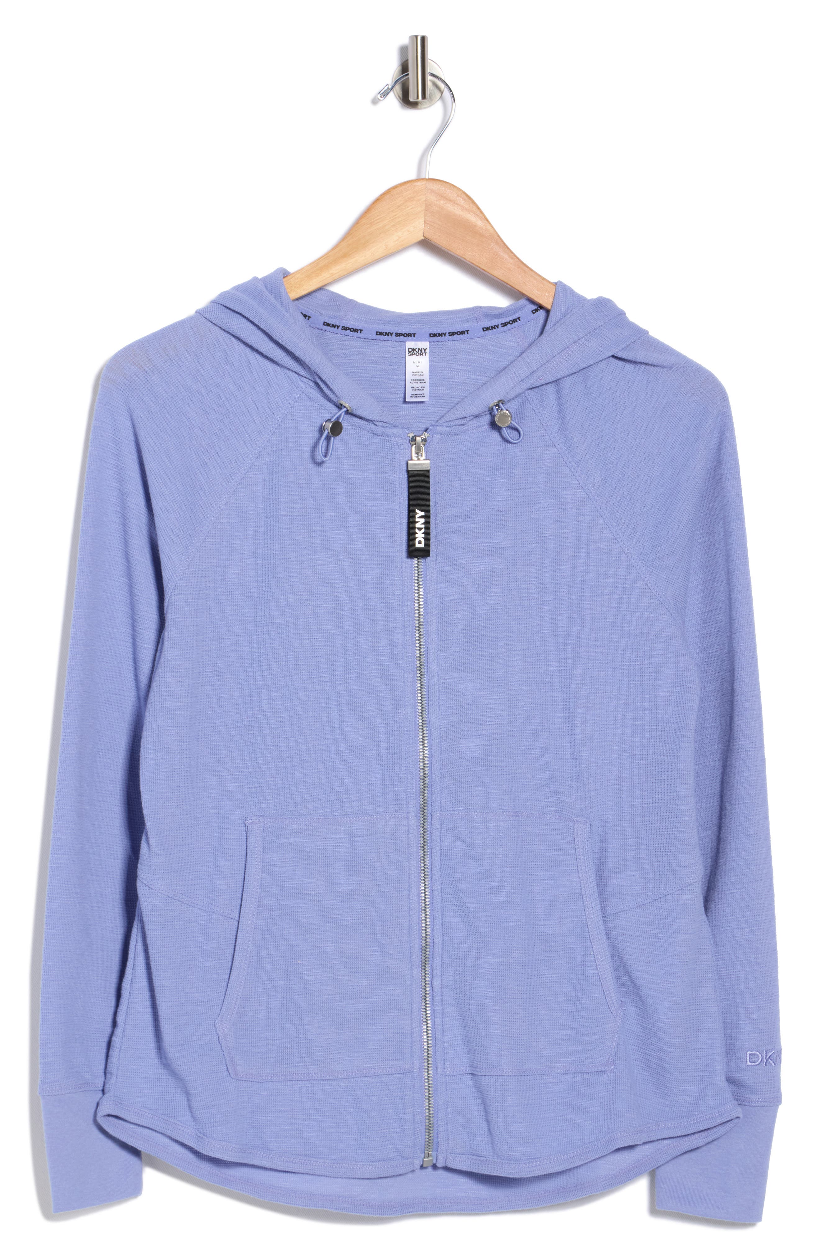 DKNY Slub Waffle Knit Zip Hoodie