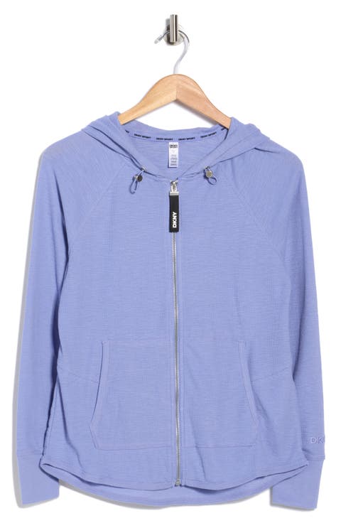 Slub Waffle Knit Zip Hoodie