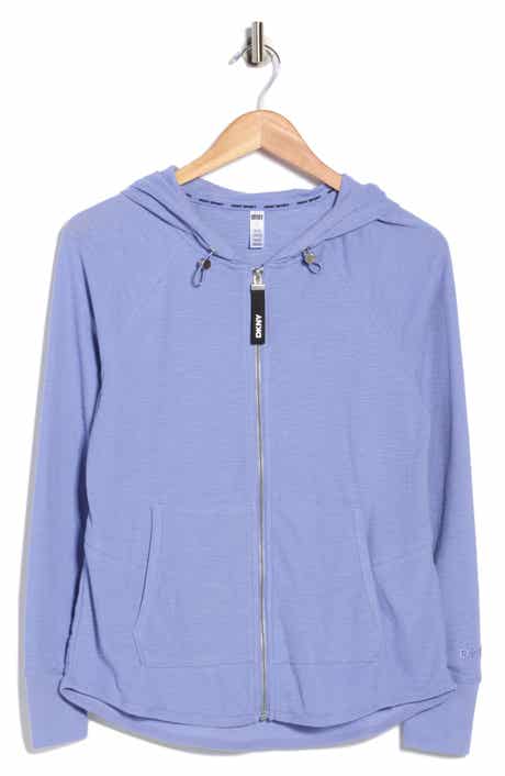 DKNY Slub Waffle Knit Zip Hoodie