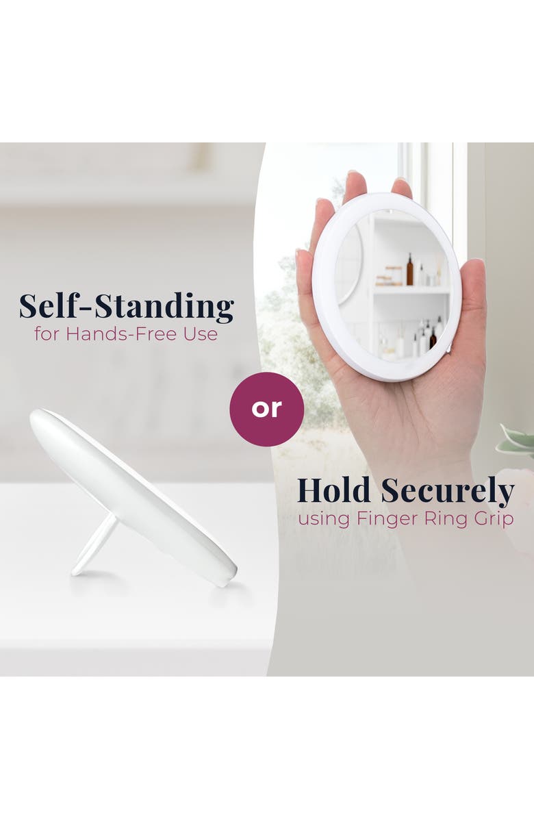 Zadro Rechargeable LED Lighted Compact Mirror with 3X Magnification, Alternate, color, White