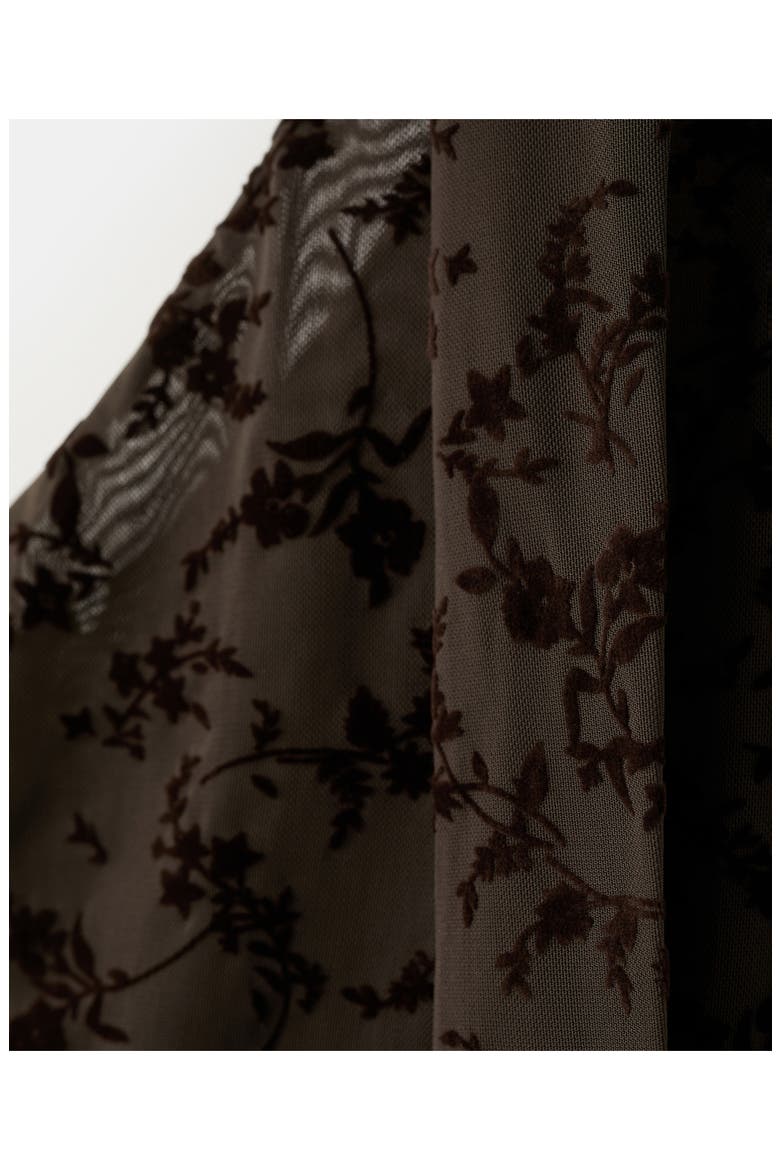 One-Shoulder Tie Neck Devoré Dress, Alternate, color, BROWN