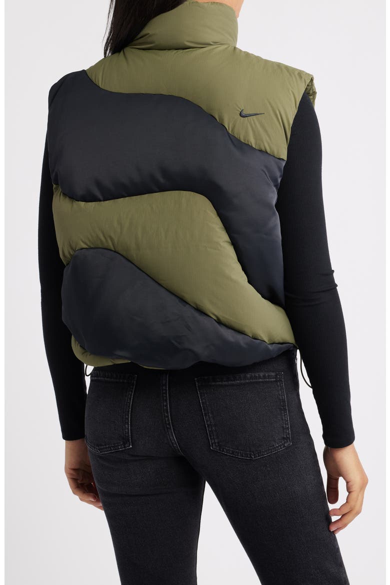 Swoosh Down Vest, Alternate, color, OLIVE/ BLACK