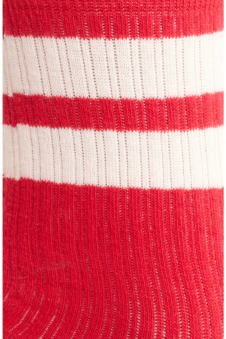 Sporty Stripe Crew Socks, Alternate, color, RED