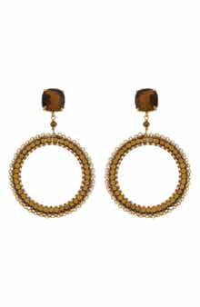 Panacea Brown Beaded Circle Drop Earrings