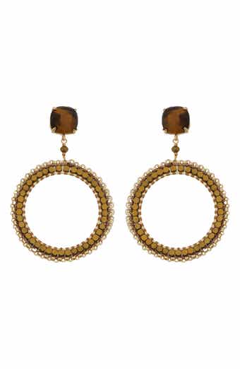 Panacea Brown Beaded Circle Drop Earrings
