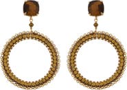 Panacea Brown Beaded Circle Drop Earrings