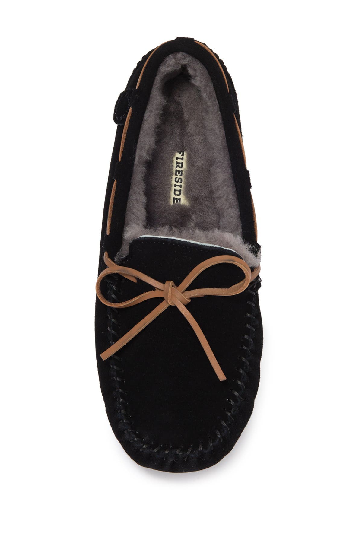 FIRESIDE BY DEARFOAMS Victor Genuine Shearling Slipper - Wide Width Available, Alternate, color, Black