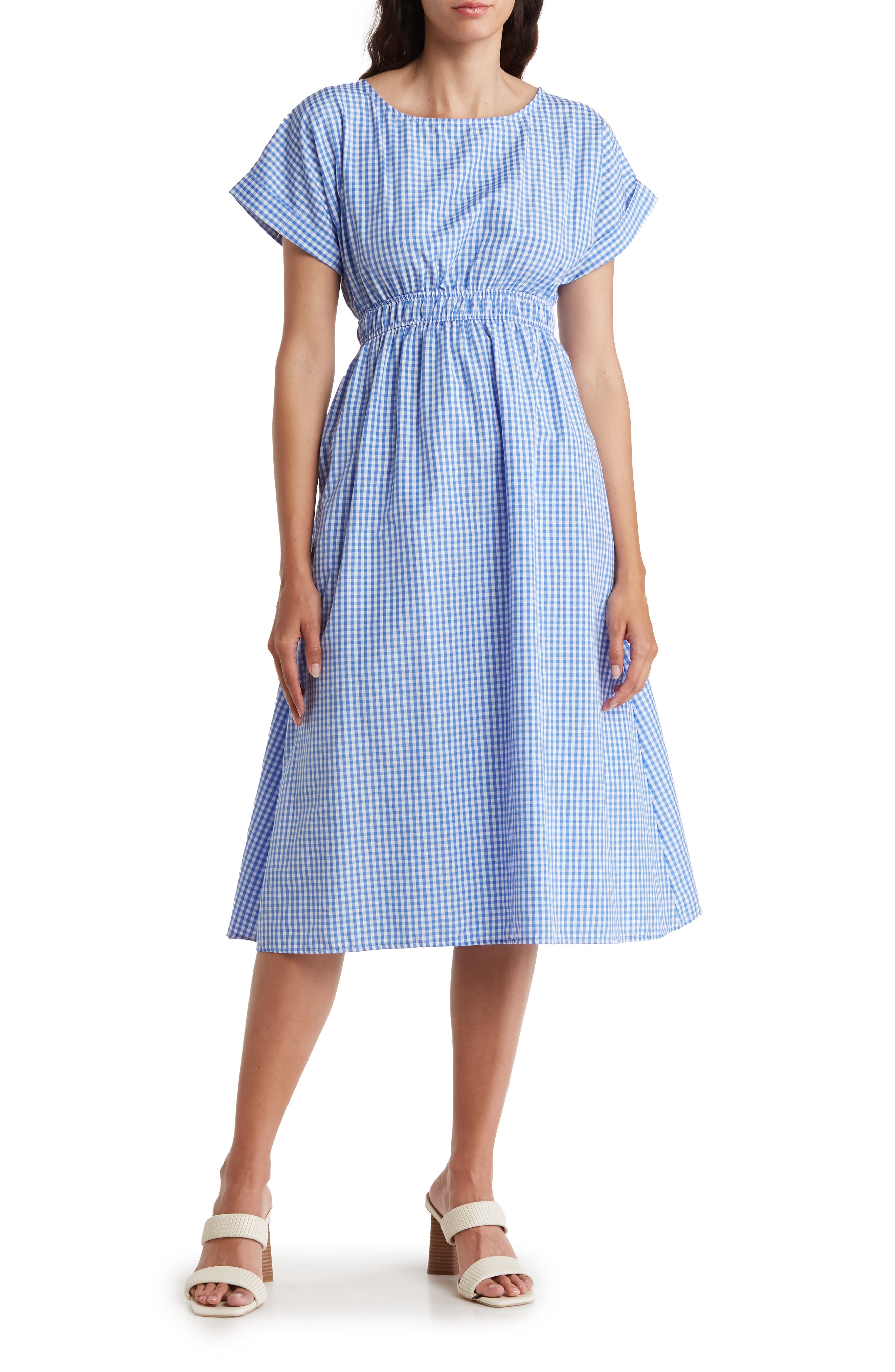 LOVE...ADY Gingham Print Short Sleeve Dress