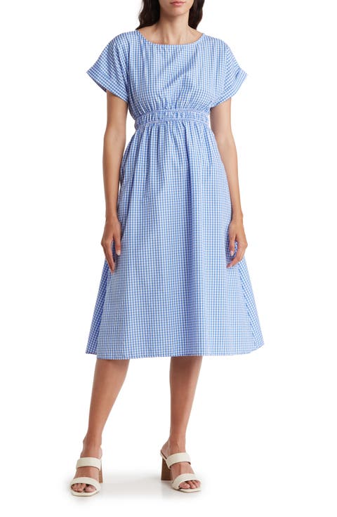 Gingham Print Short Sleeve Dress