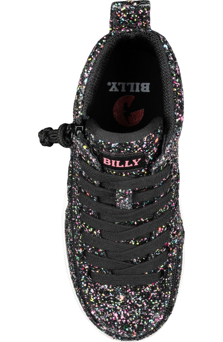 BILLY Footwear Kids' Glitter Zip Around Sneaker, Alternate, color, Black Multi Glitter