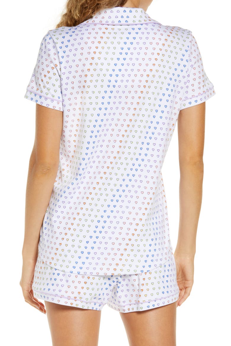 Disco Hearts Polo Short Pajamas, Alternate, color, RAINBOW