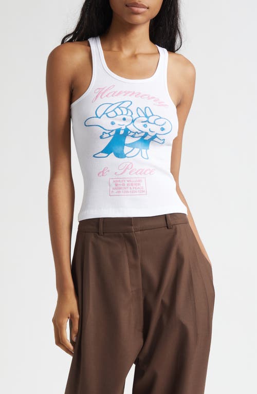 Ashley Williams Harmony & Peace Rib Graphic Tank in White  product