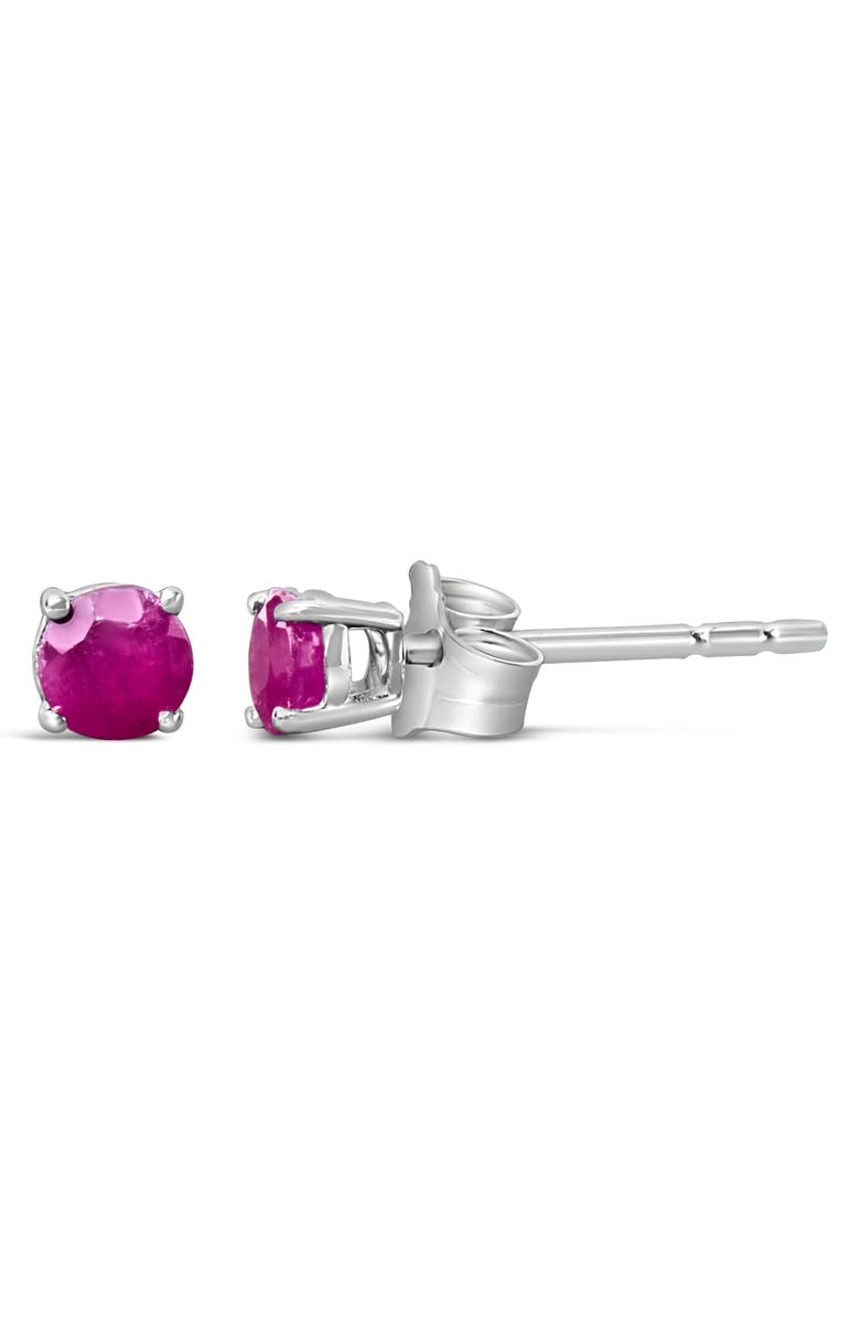Haus of Brilliance .925 Sterling Silver 3.5 MM Created Birthstone Solitaire Stud Earrings, Alternate, color, Pink Ruby