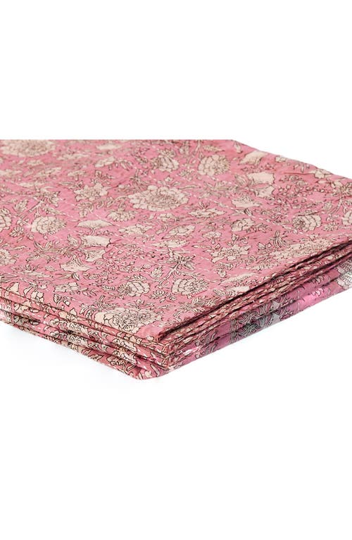 Taj Hotel Vintage Cotton Kantha Throw Blanket In Multi Pink