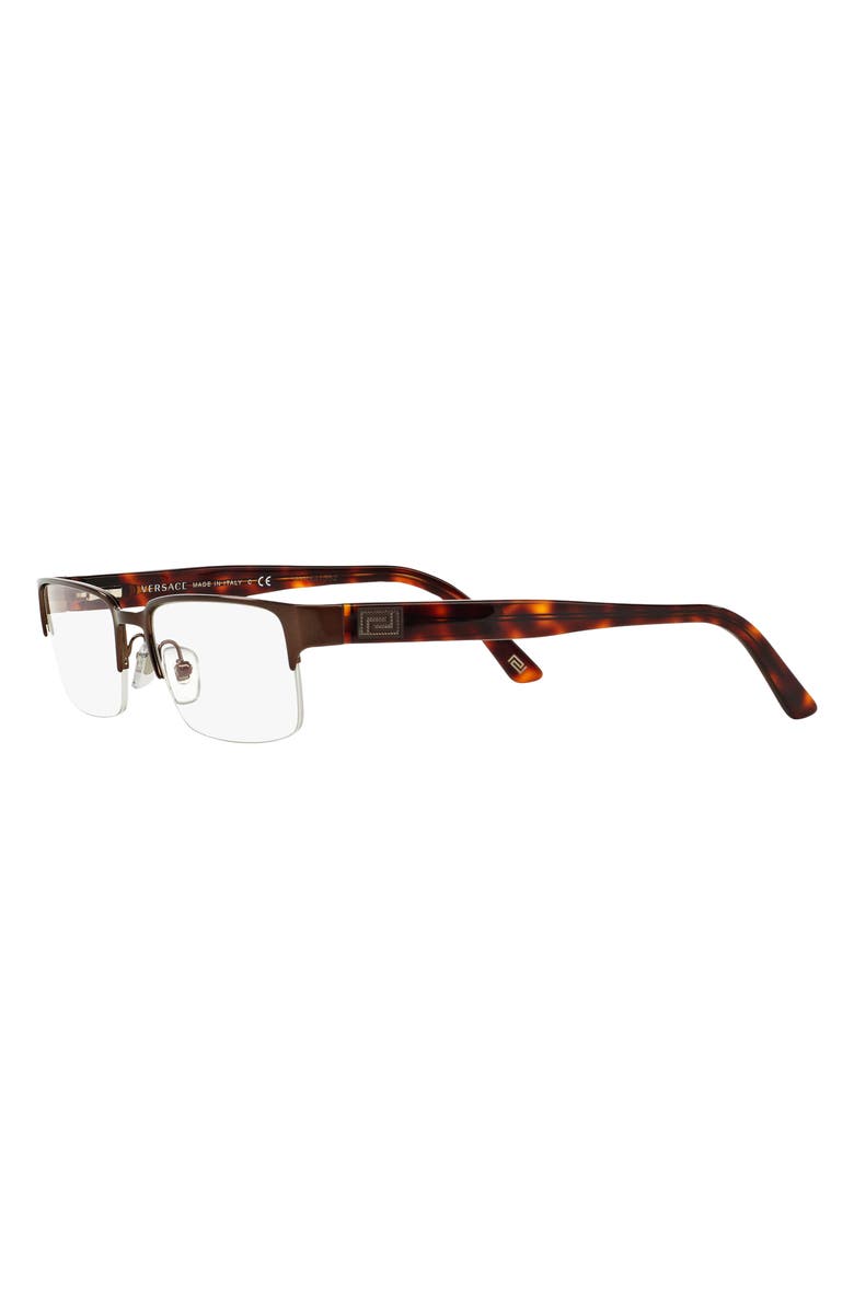 Versace 53mm Rectangle Optical Glasses, Alternate, color, Brushed Brown