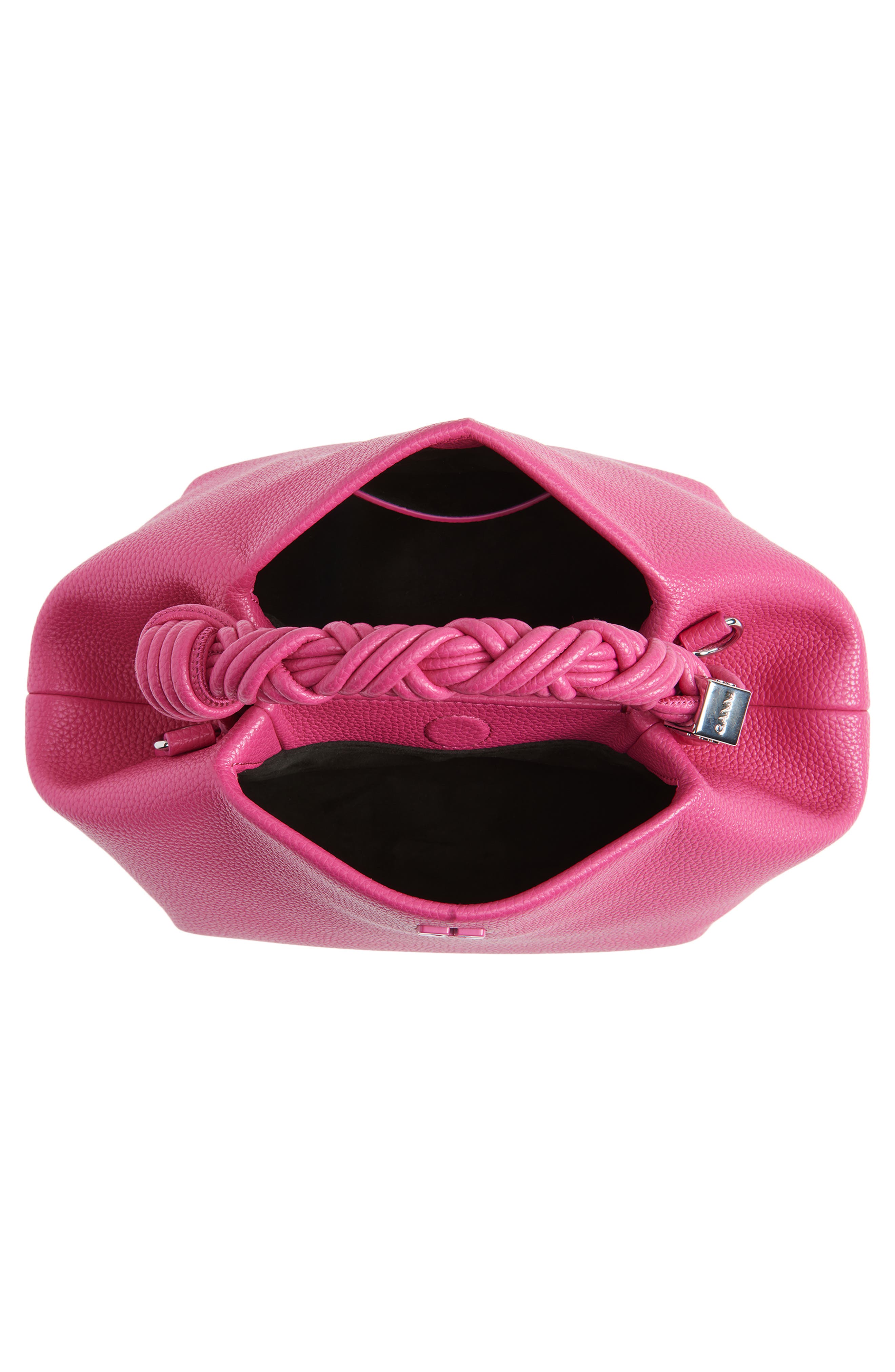 Ganni Small Bou Grained Faux Leather Top Handle Bag, Alternate, color, Cabaret