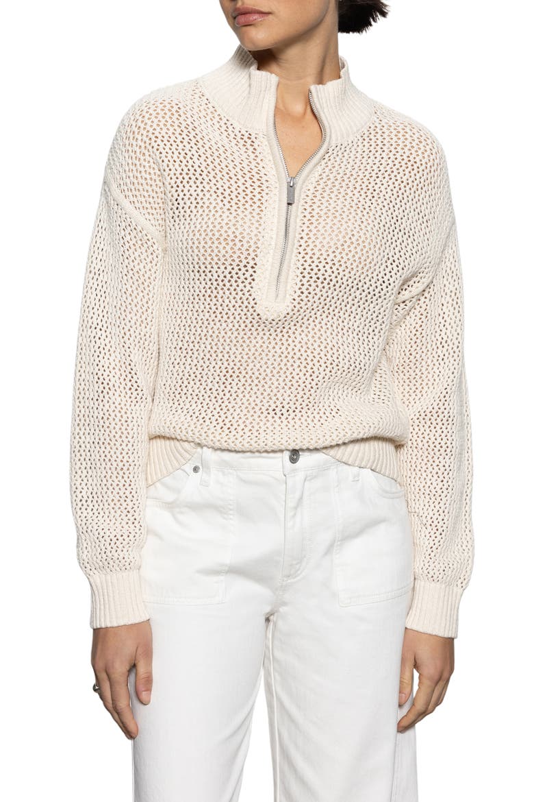 Open Stitch Half-Zip Cotton Sweater, Main, color, ECO NATURA