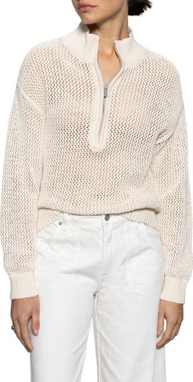 Sanctuary Open Stitch Half-Zip Cotton Sweater | Nordstrom
