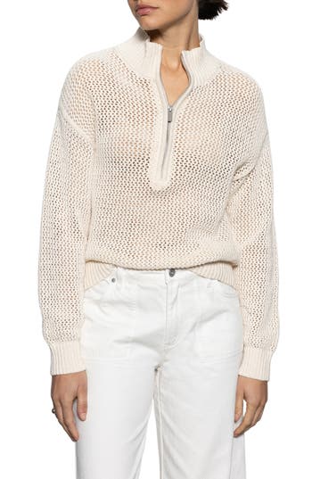 Sanctuary Open Stitch Half-zip Cotton Sweater