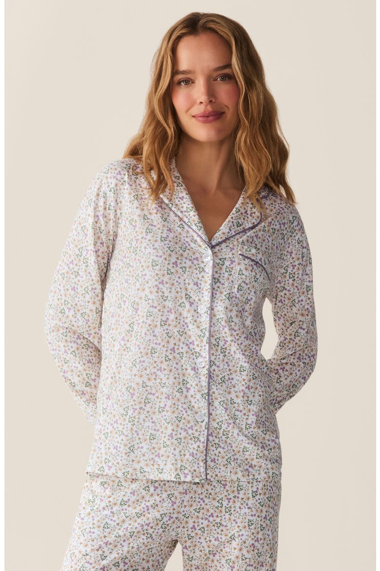 Pima Cotton Pajamas, Alternate, color, WHITE/ PURPLE/ LIGHT TAN