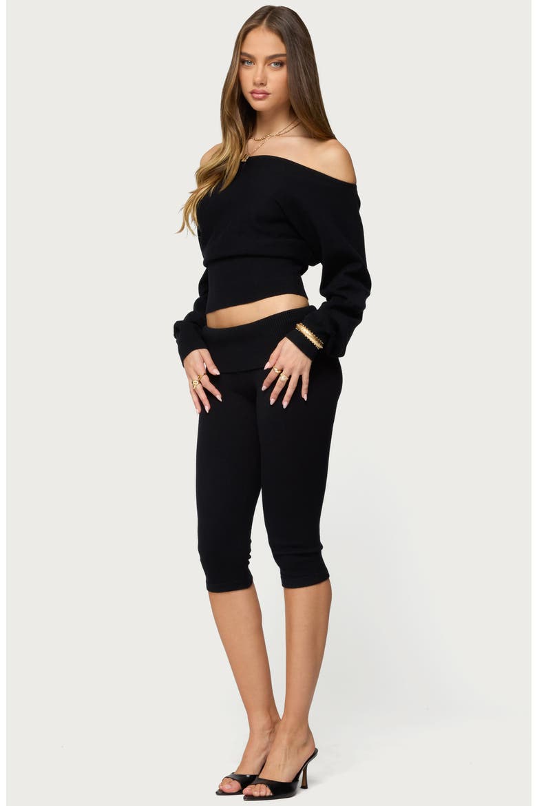 Skyla Off the Shoulder Crop Sweater, Alternate, color, BLACK