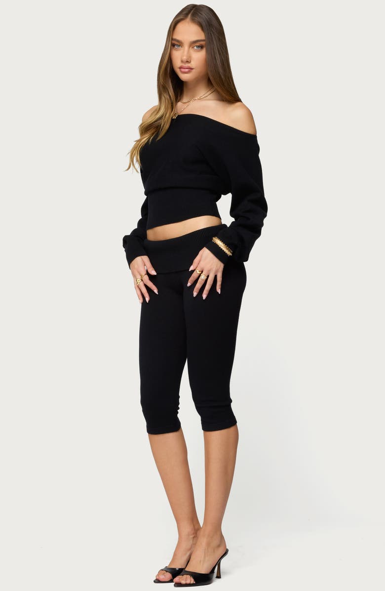 EDIKTED Skyla Off the Shoulder Crop Sweater, Alternate, color, Black