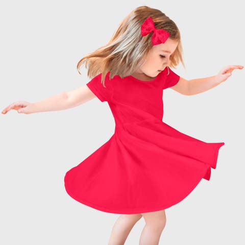 Baby Girls 100% Cotton Jersey Short SleeveTwirly Skater Dress (Baby)