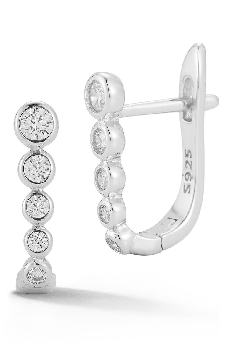 Pavé Oval Hoop Earrings, Main, color, SILVER