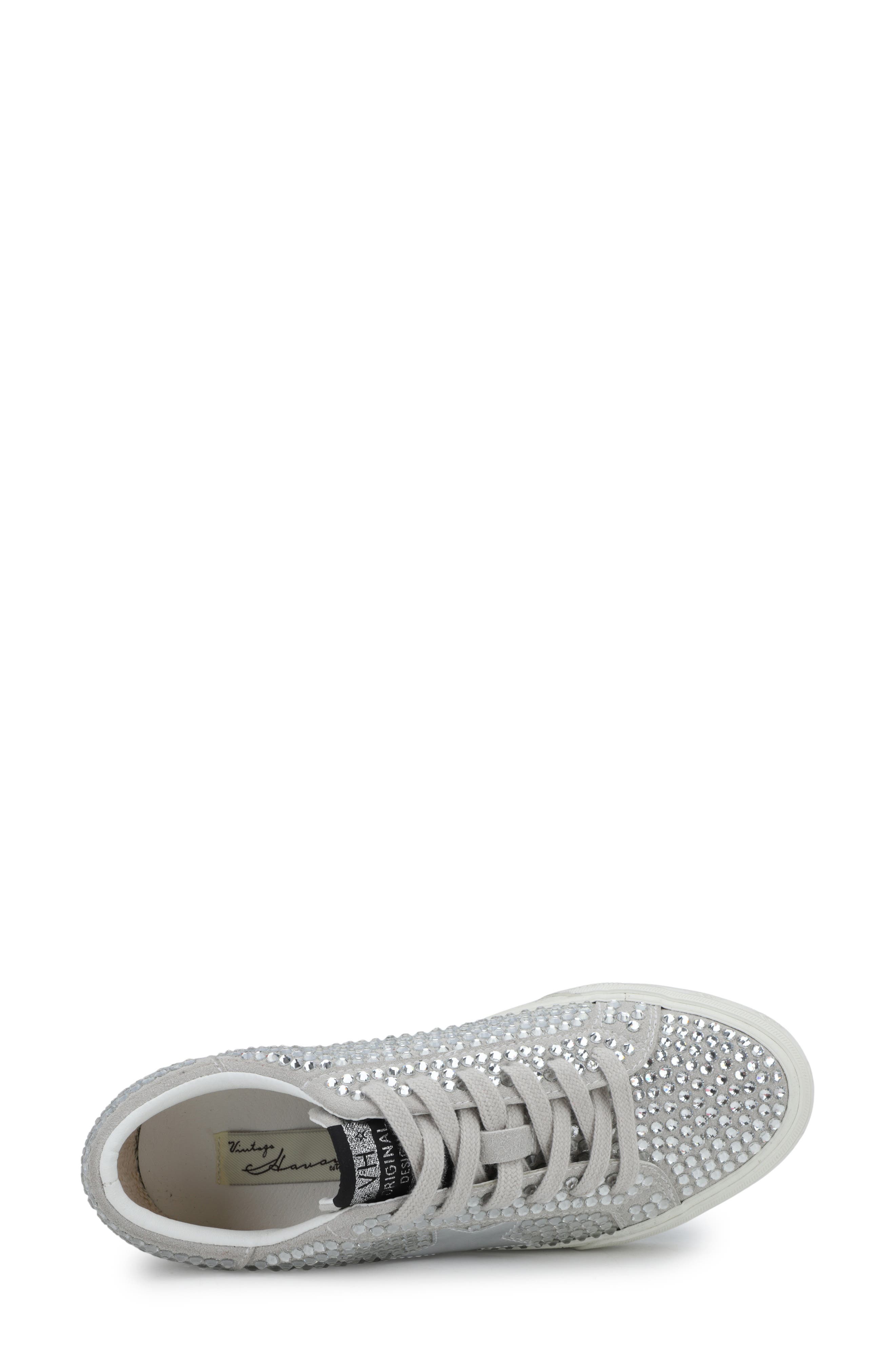 Grande Low Lace Up Sneaker, Alternate, color, SILVER FULL RHINESTONE