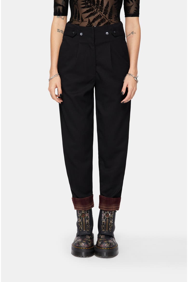 Loura Tapered Leg Check Turn Up Trouser, Main, color, Black