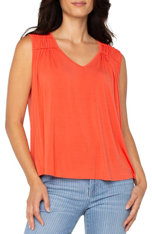 Liverpool Los Angeles Shirred Sleeveless Knit Top In Orange