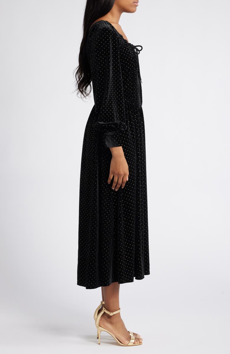 MOON RIVER Metallic Long Sleeve Velvet Maxi Dress, Alternate, color,