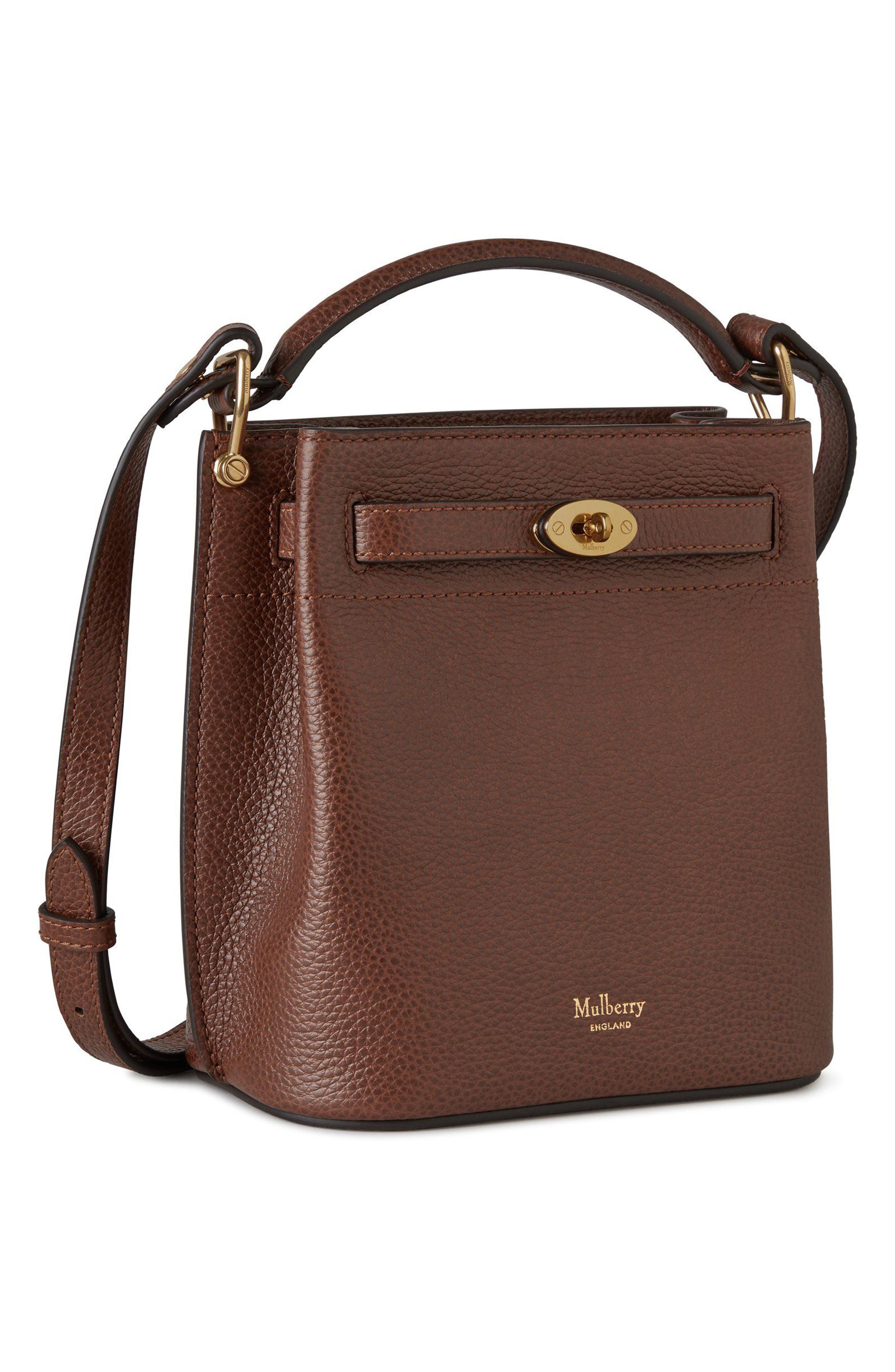 Mini Islington Leather Bucket Bag, Alternate, color, OAK