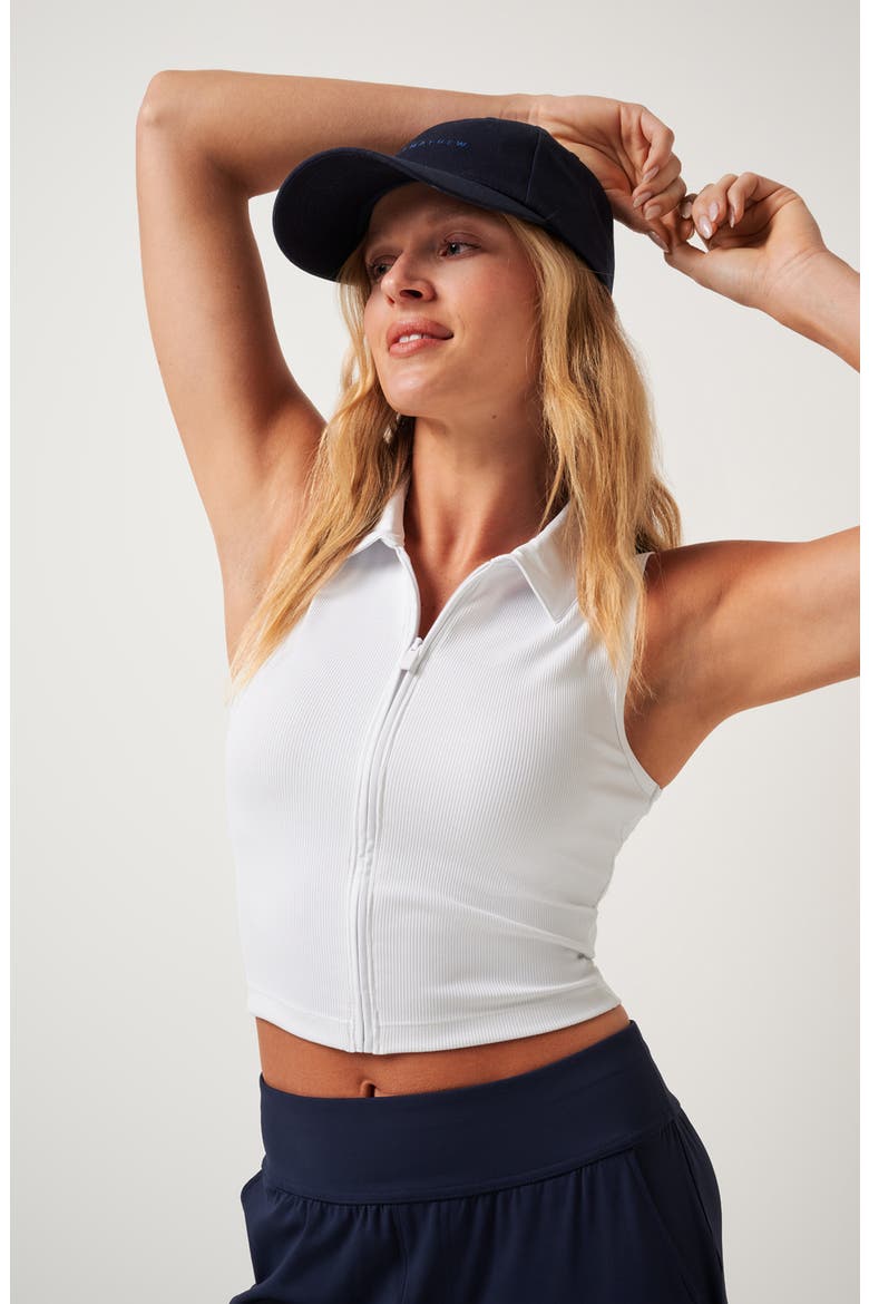 Midline Zip Polo Tank, Alternate, color, WHITE