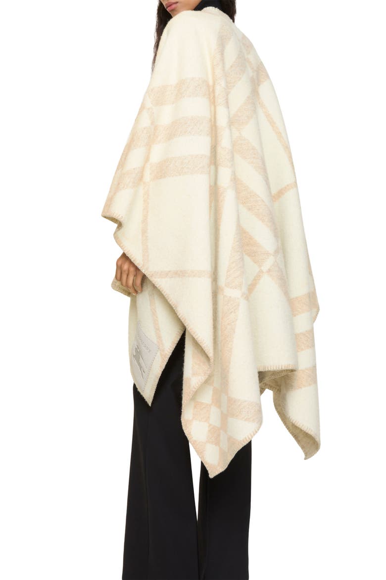 Check Wool & Cashmere Cape, Alternate, color, CALICO BEIGE