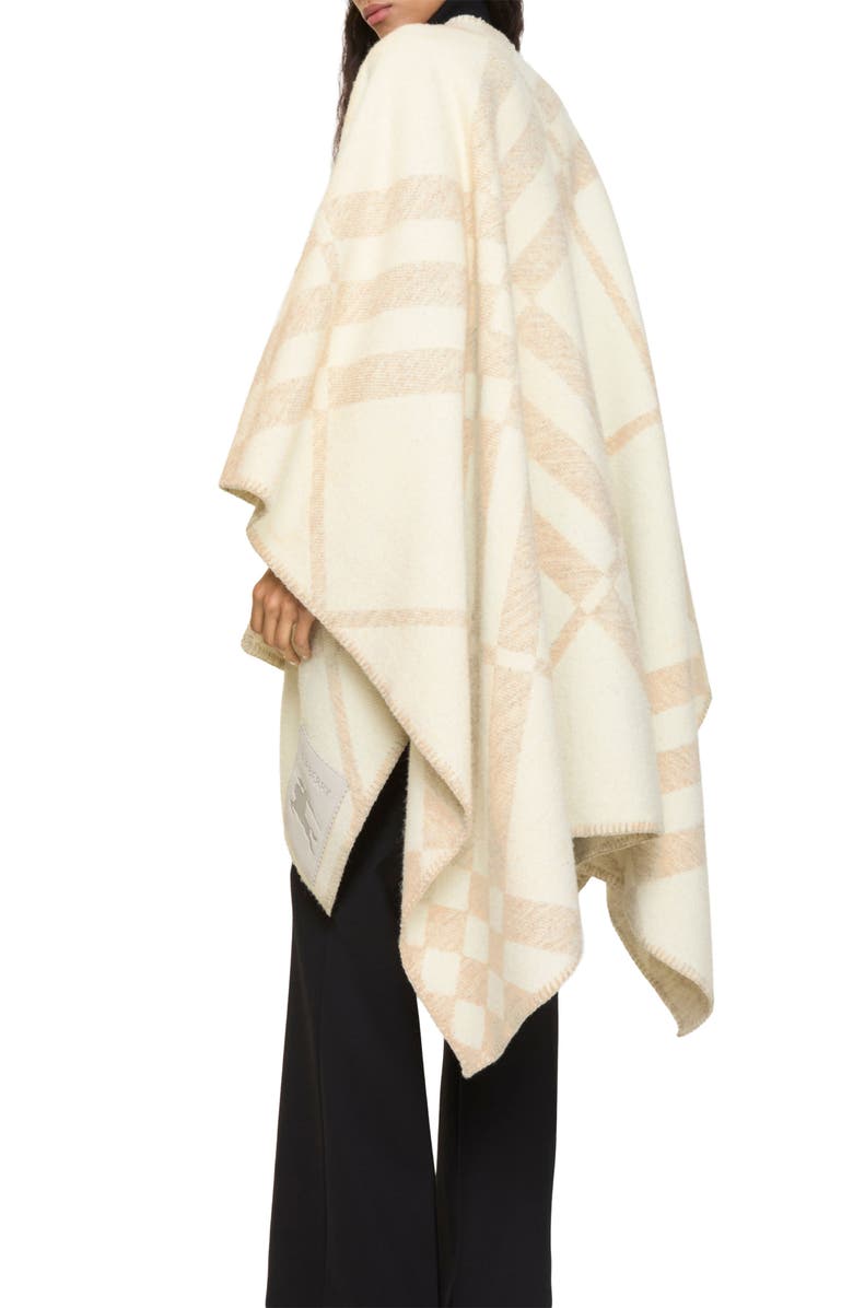Burberry Check Wool & Cashmere Cape, Alternate, color, Calico Beige