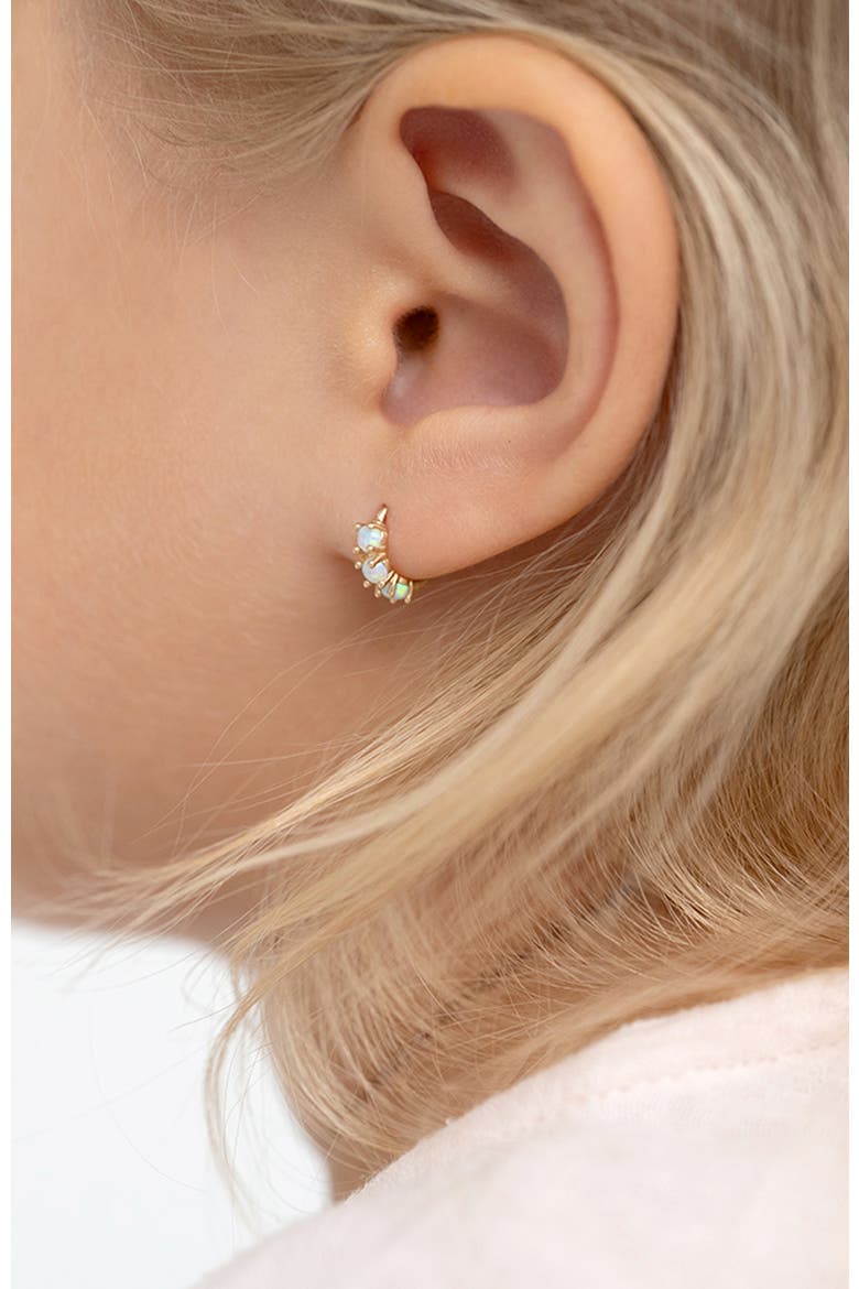 14k Gold Opal Pronged Hoops, Alternate, color, Opal