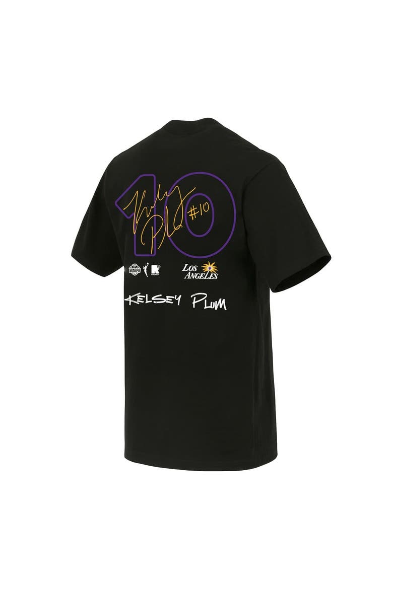 Unisex round21 Kelsey Plum Black Los Angeles Sparks Boxy Signature Name & Number T-Shirt, Alternate, color, Black
