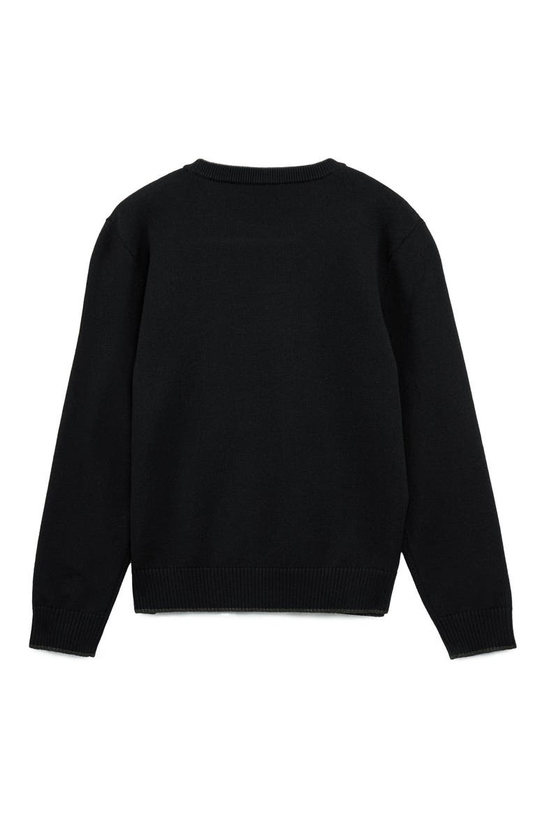 Kids' Moto Ribbing Detail Crewneck Sweater, Alternate, color, BLACK