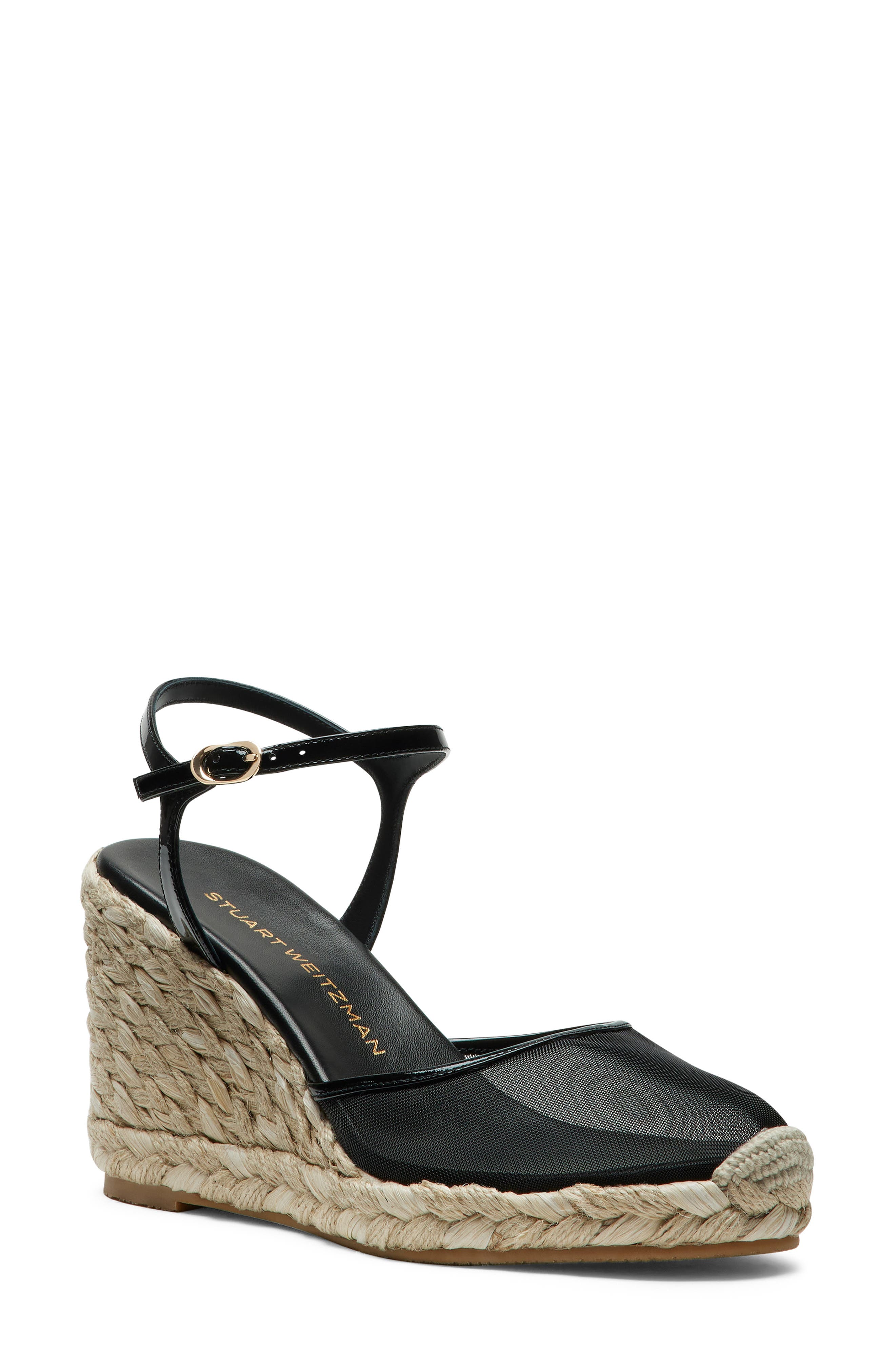 Stuart Weitzman Bareitall Espadrille Wedge, Main, color, Black