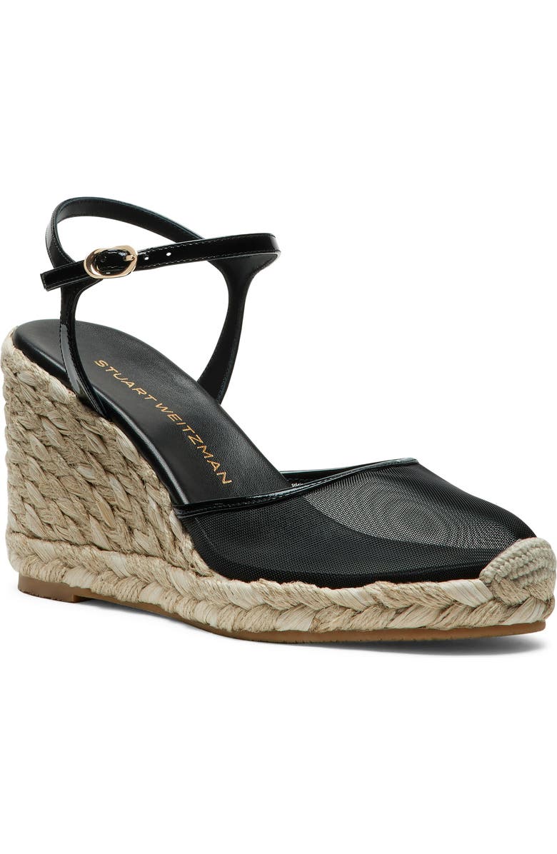 Stuart Weitzman Bareitall Espadrille Wedge, Main, color, Black
