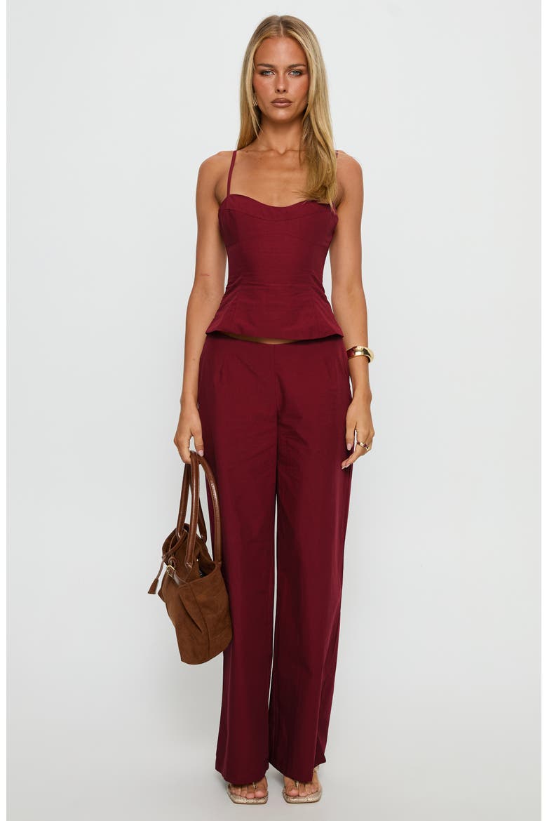 Kierstyn Cotton Camisole & Pants Set, Alternate, color, CURRANT