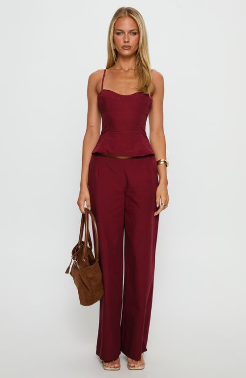 Princess Polly Kierstyn Cotton Camisole & Pants Set In Burgundy